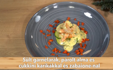 Főzzünk Robival! Sült garnélarák, párolt alma és cukkini karikákkal és zabaione-nal - VIDEÓ